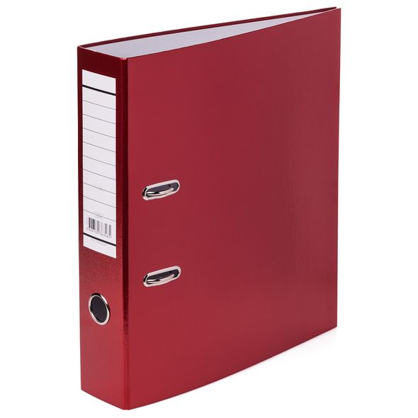 Папка -Регистратор с арочным механизмом А4ф корешок 70мм Hatber Бумвинил METALLIC Красная , 